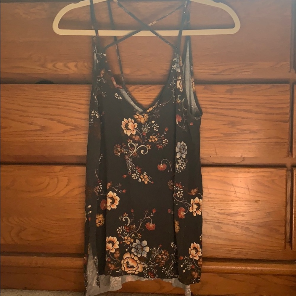Floral American Eagle navy cross cross tank top